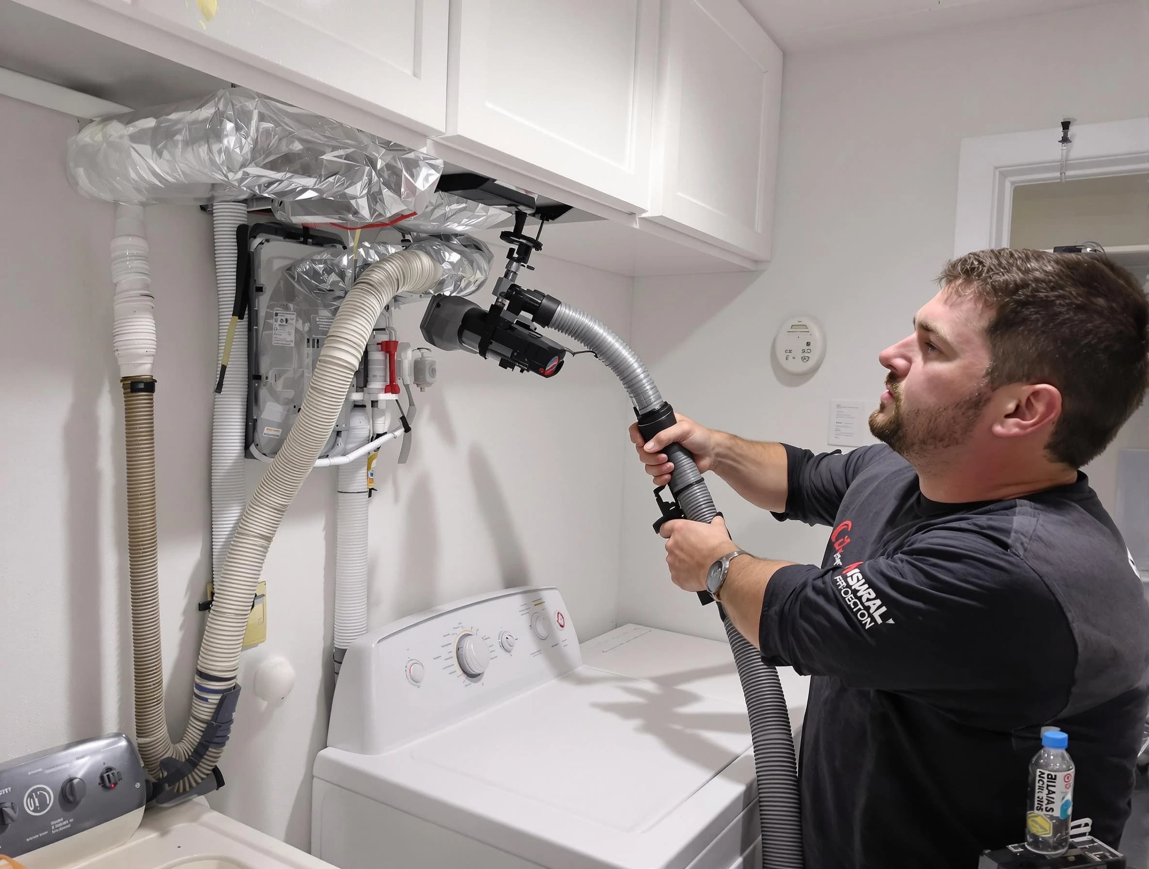 Palmetto Dryer Vent Cleaning certified technician performing safety-focused gas dryer vent cleaning in Palmetto